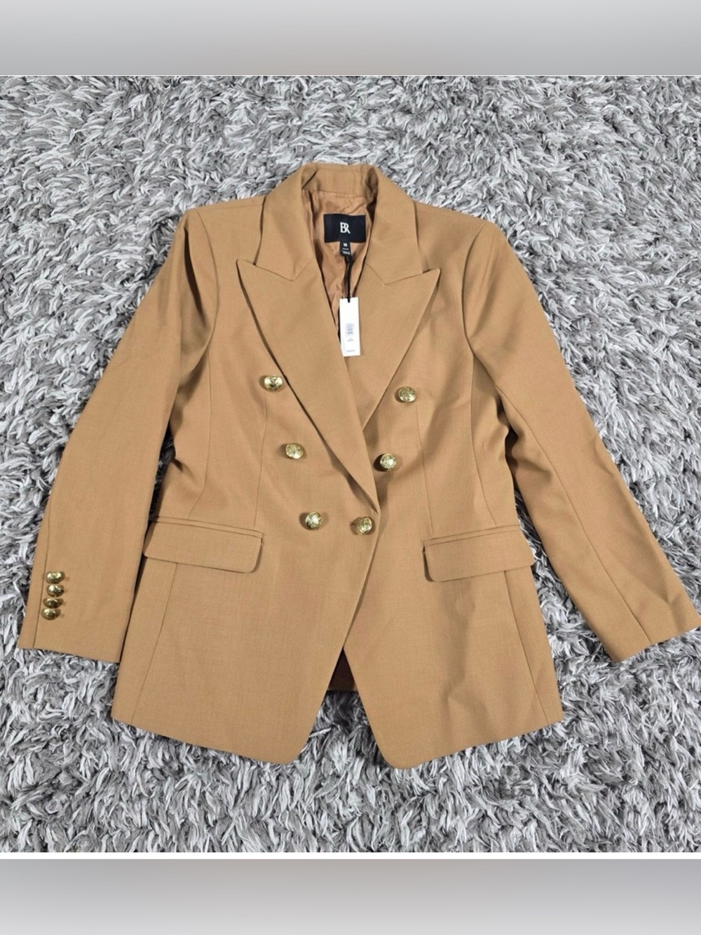 Banana Republic Camel Wool Double Breasted Blazer 10P 444947 Gold Button NEW